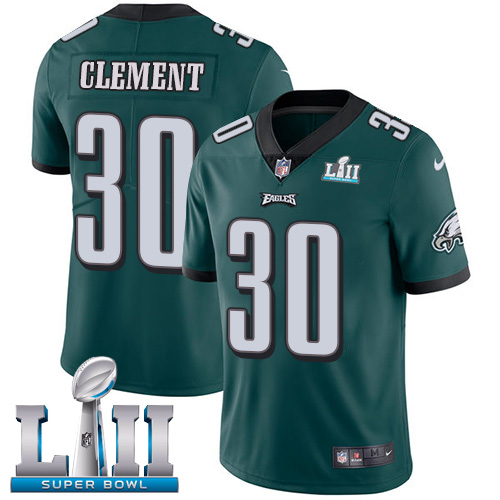 Nike Eagles #30 Corey Clement Midnight Green Team Color Super Bowl LII Men's Stitched NFL Vapor Untouchable Limited Jersey - Click Image to Close